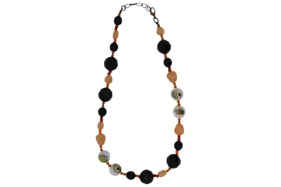 Vickisarge Women's White / Black / Yellow Pumpkin Parade Asymmetrical Necklace