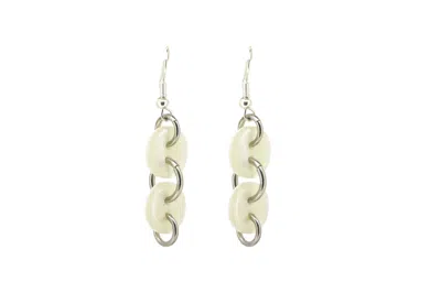 Vickisarge Women's White Button Earrings