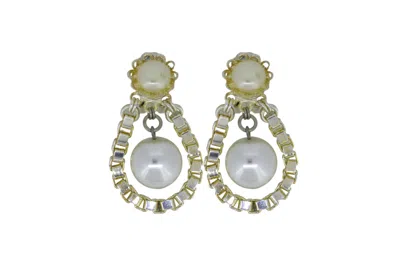 Vickisarge Women's White / Silver / Neutrals The Floating Pearl Earrings - Clip