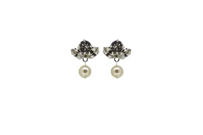 Vickisarge Women's White / Silver York Studs In Platinum In Green