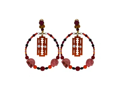Vickisarge Women's Yellow / Orange / Red The Jumbo Orange Razor Blade Hoops In Gold - Clip