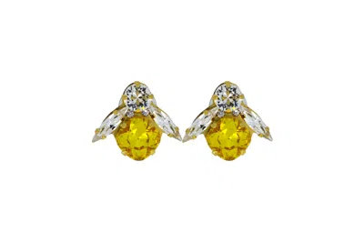 Vickisarge Women's Yellow / Orange The Big Yellow Bee Earrings In Gold - Clip