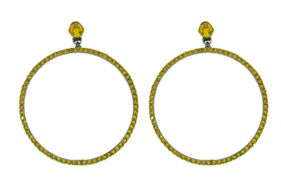 Vickisarge Women's Yellow / Orange The Jumbo Yellow Hoop Earrings In Platinum - Clip
