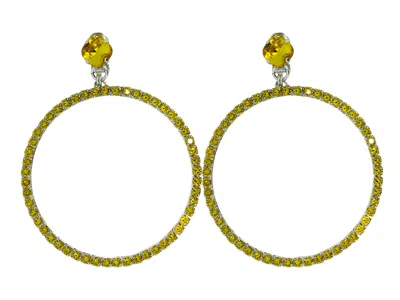 Vickisarge Women's Yellow / Orange The Large Yellow Hoop Earrings In Platinum - Pierced