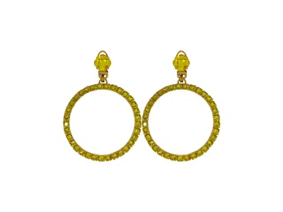 Vickisarge Women's Yellow / Orange The Medium Yellow Hoop Earrings In Gold - Pierced