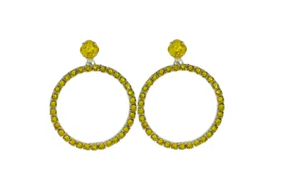 Vickisarge Women's Yellow / Orange The Medium Yellow Hoop Earrings In Platinum - Clip