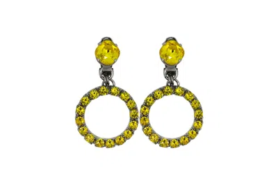 Vickisarge Women's Yellow / Orange The Small Yellow Hoop Earrings In Platinum - Pierced