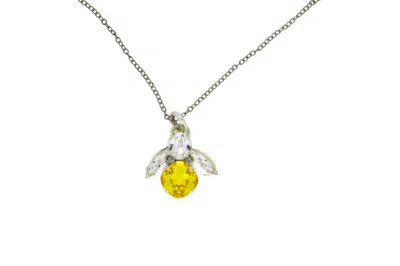 Vickisarge Women's Yellow / Orange The Yellow Bee Necklace In Platinum - Long