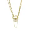 Vicky&nico Women's Gold Be Loved Double Pendant Layered Necklace - Crystal Carabiner