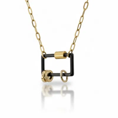 Vicky&nico Women's Gold / Black Black And Gold Carabiner Necklace In Multi