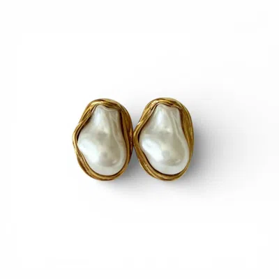 Vicky&nico Women's Gold / White Aurora Baroque Studs In Multi