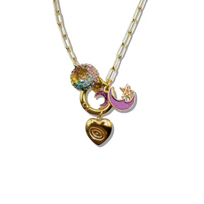 Vicky&nico Women's Pink / Purple / Gold Ethereal Heart Necklace