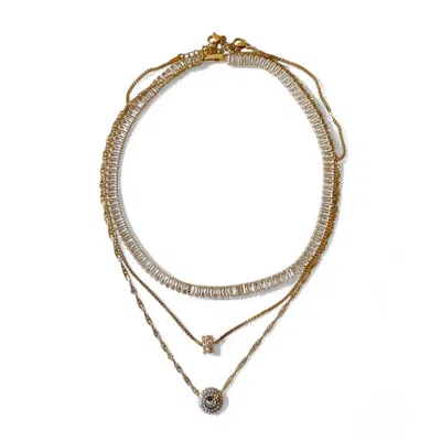 Vicky&nico Women's Silver / Gold Tennis Necklace Set