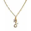 Vicky&nico Women's White / Rose Gold / Gold Rose Gold Star And Gold Shell Pearl Pendant Necklace