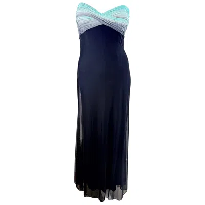 Pre-owned Vicky Tiel 1980s  Couture Strapless Ombre Pleated Bodice Mesh Evening Gown Sz 0 2 In Black