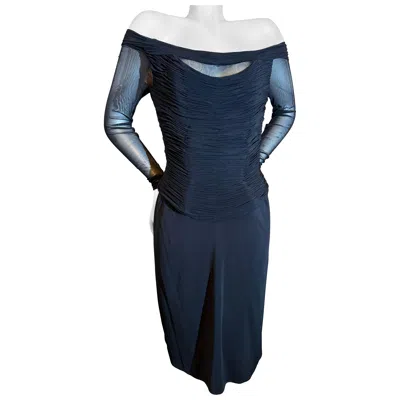 Pre-owned Vicky Tiel 1990s  Couture Black Off-the-shoulder Corseted Cocktail Dress