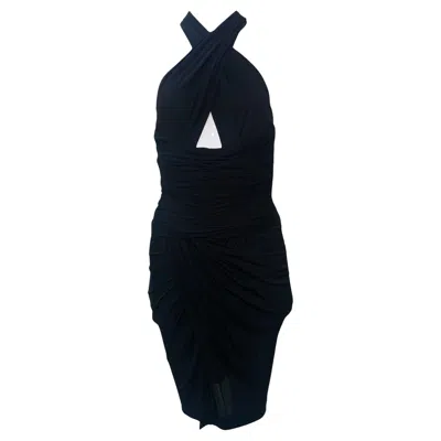 Pre-owned Vicky Tiel Black Jersey Halter Neck Bodycon Cocktail Dress, 1980s