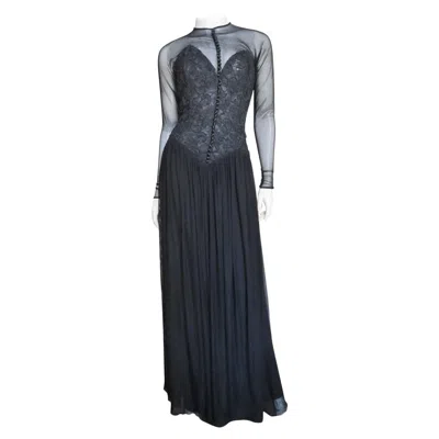 Pre-owned Vicky Tiel Couture Bustier Dress Gown 1980s In Black