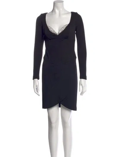 Pre-owned Vicky Tiel Cowl Neck Mini Dress In Blue