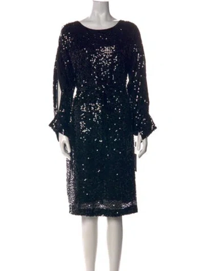 Pre-owned Vicky Tiel Crew Neck Knee-length Dress In Black