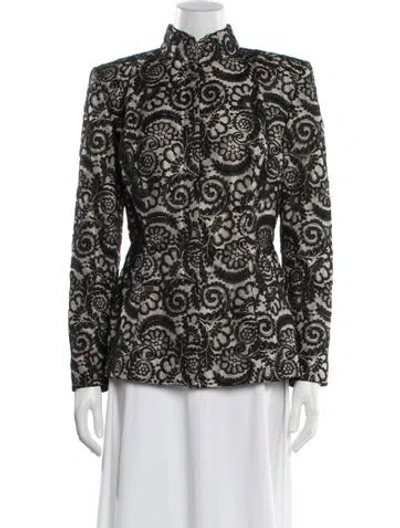 Pre-owned Vicky Tiel Floral Print Evening Jacket In Black