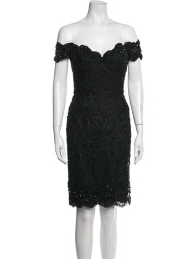 Pre-owned Vicky Tiel Lace Mini Dress In Black