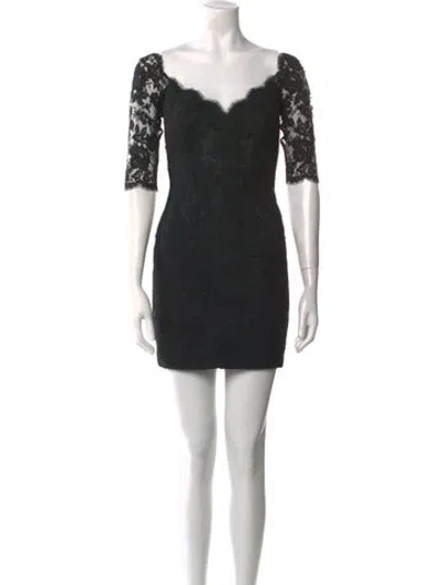 Pre-owned Vicky Tiel Lace Pattern Mini Dress In Black