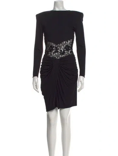 Pre-owned Vicky Tiel Lace Pattern Mini Dress In Black