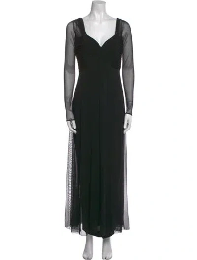 Pre-owned Vicky Tiel Mesh Long Dress In Black