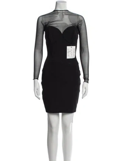 Pre-owned Vicky Tiel Mock Neck Knee-length Dress In Black