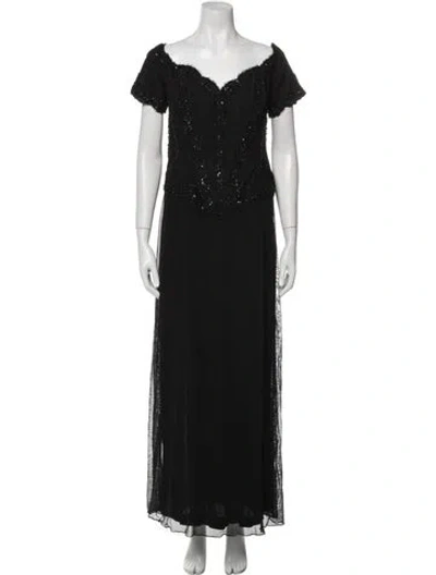 Pre-owned Vicky Tiel Nylon Long Dress In Black