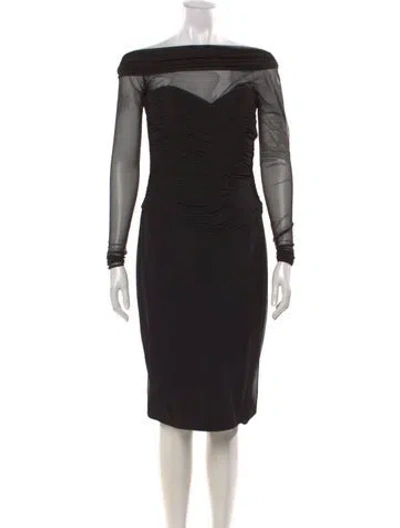 Pre-owned Vicky Tiel Off-the-shoulder Knee-length Dress In Black