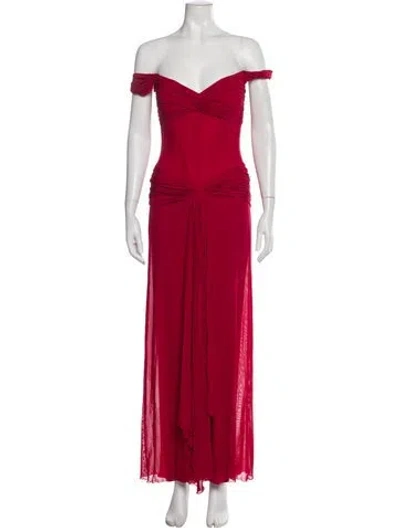 Pre-owned Vicky Tiel Off-the-shoulder Long Dress In Red