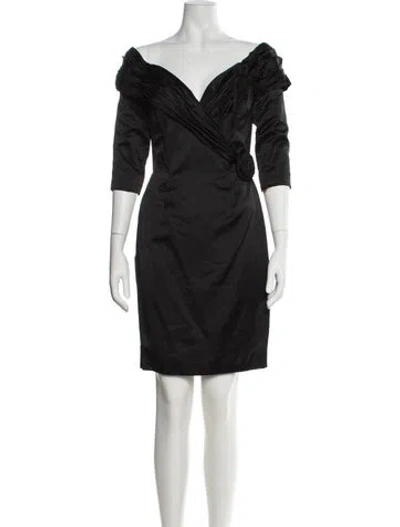 Pre-owned Vicky Tiel Off-the-shoulder Mini Dress In Black