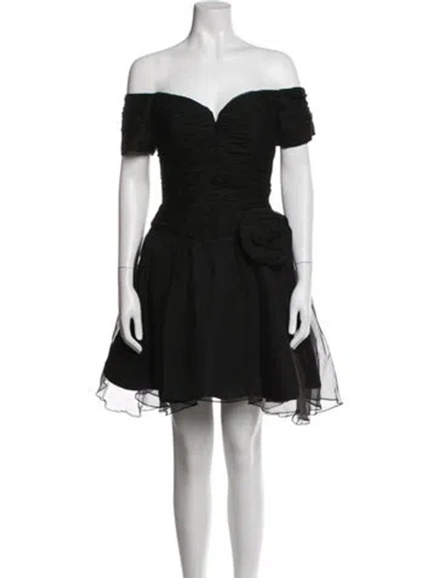 Pre-owned Vicky Tiel Off-the-shoulder Mini Dress In Black