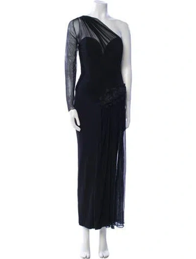 Pre-owned Vicky Tiel One-shoulder Long Dress In Black