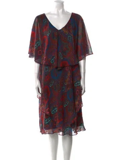 Pre-owned Vicky Tiel Paisley Print Midi Length Dress In Multi