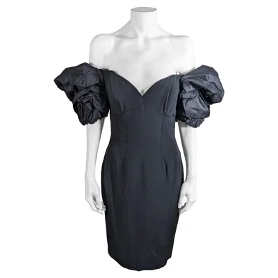 Pre-owned Vicky Tiel , Paris Silk Crepe And Taffeta Strapless Dress In Black
