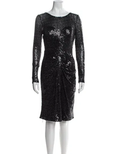 Pre-owned Vicky Tiel Patterned Knee-length Dress In Black
