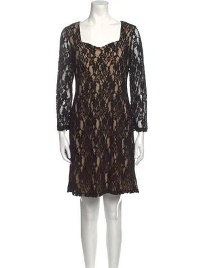 Pre-owned Vicky Tiel Printed Mini Dress In Black