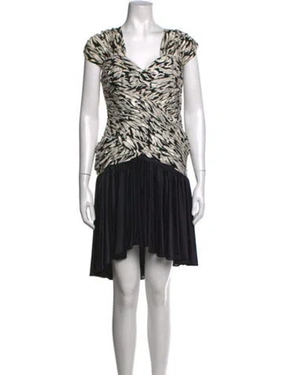 Pre-owned Vicky Tiel Printed Mini Dress In Black