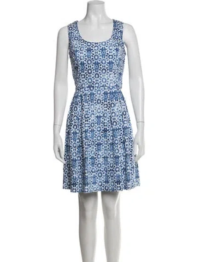 Pre-owned Vicky Tiel Printed Mini Dress In Blue