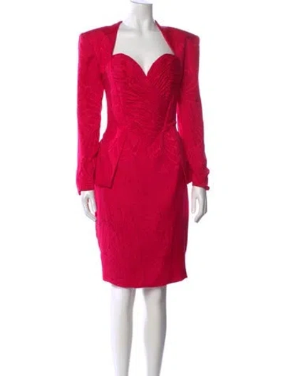 Pre-owned Vicky Tiel Silk Knee-length Dress In Red