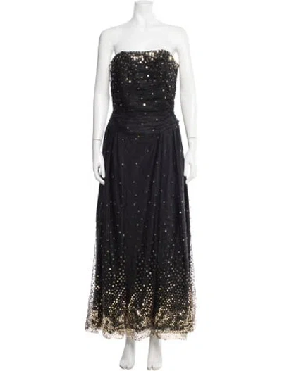 Pre-owned Vicky Tiel Silk Long Dress In Black