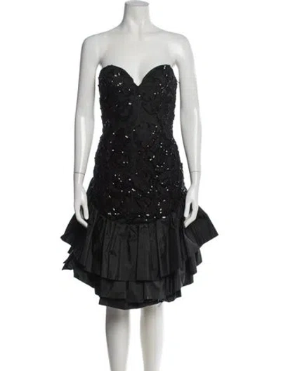 Pre-owned Vicky Tiel Silk Mini Dress In Black