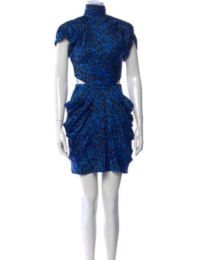 Pre-owned Vicky Tiel Silk Mini Dress In Blue