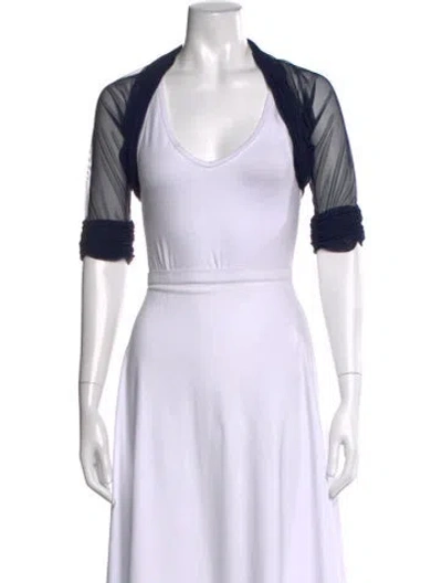 Pre-owned Vicky Tiel Silk V-neck Sweater In Blue