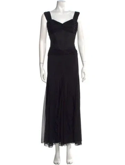 Pre-owned Vicky Tiel Square Neckline Long Dress In Black