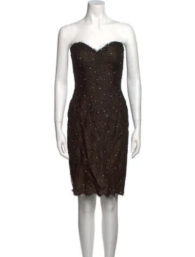 Pre-owned Vicky Tiel Strapless Knee-length Dress In Black