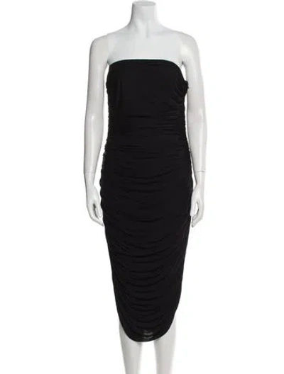 Pre-owned Vicky Tiel Strapless Knee-length Dress In Black